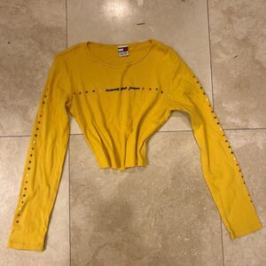 Vintage Y2K Tommy Girl Jeans Cropped Yellow Star Long Sleeve Shirt Sz M